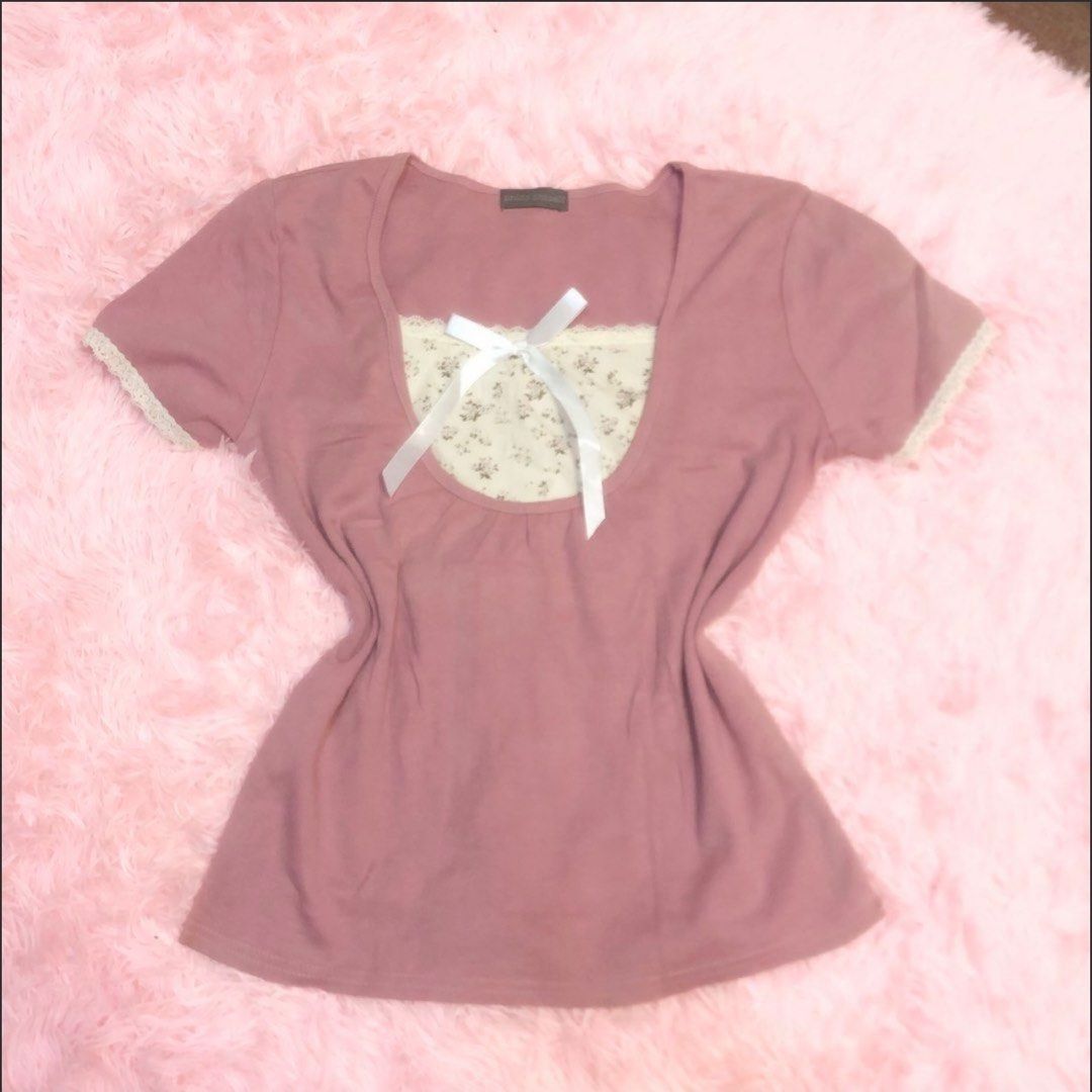 Coquette Milkmaid Pink Top (Category: Blouses) located in Manila. Submitted by sheis_decluttering (Listing ID 1385759806, Image 1). Description: .