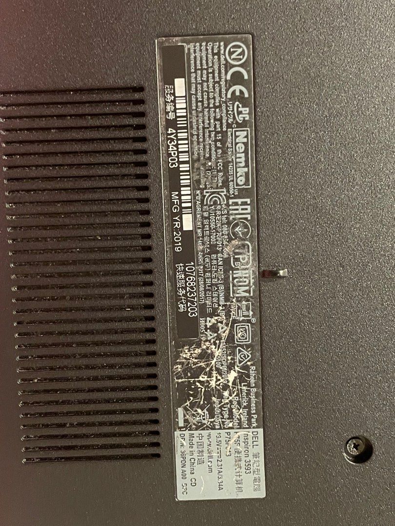 DELL Inspiron 3593 (2019) (Category: Laptops & Notebooks) located in Manila. Submitted by francine_santos (Listing ID 1385737003, Image 3). Description: - width: 15.6 inches - resolution: 1366 x 768 px - processor: Intel Core i3 1.19 Ghz - RAM: 4 GB - Storage: 1 TB (HDD) - Windows 11 *payment made through gcash *contact me for courier details *shipping fee shouldered by buyer PM me if you have any more inquiries!.