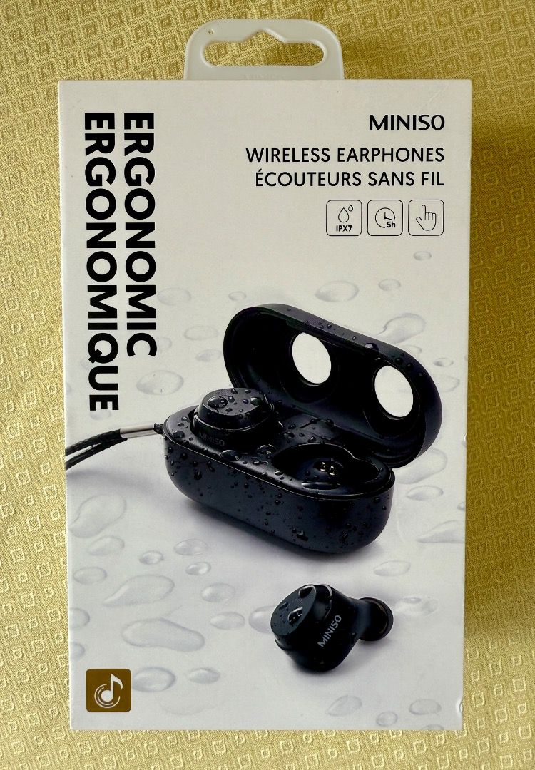 Ergonomic MINISO Wireless Earphones (Category: Earphones) located in Makati City. Submitted by mount_assetace (Listing ID 1385644219, Image 1). Description: Still sealed and never used, these ergonomic earphones from MINISO are waiting for their first listen. They were gifted to me last year, but since I already use AirPods, I’d rather see them enjoyed than tucked away in storage. Perfect for everyday use, workouts, or as a thoughtful gift - thes