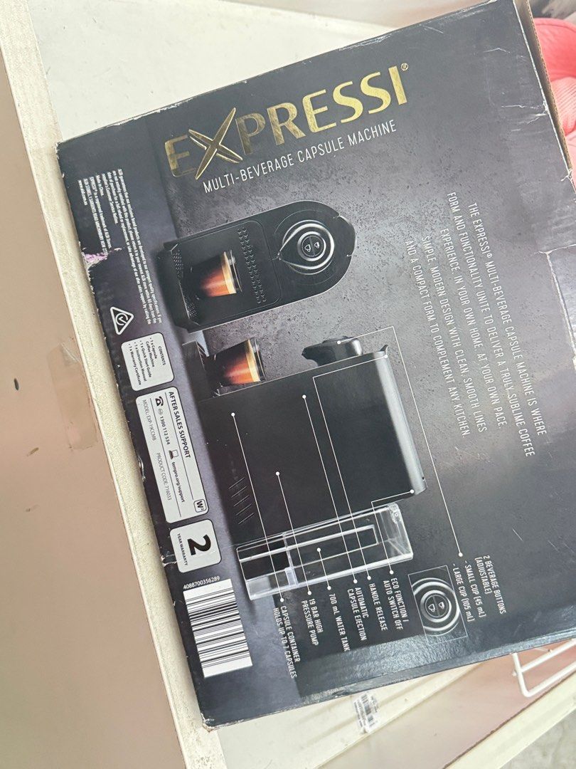 Expressi Multi-Beverage Capsule Machine (Category: Coffee Machines & Makers) located in Quezon City. Submitted by jtlaconsumergoodstrading (Listing ID 1385771264, Image 2). Description: HURRY! 10PCS LEFT 📌❗️📍COLOR BLACK AVAILABLE Expressi Multi-Beverage Capsule Machine” Brand : Expressi Model : EXP-19CCMB Volts : 220v Wattage: 1400w It is designed for brewing coffee and other beverages using capsules. It features a compact and stylish design, a
