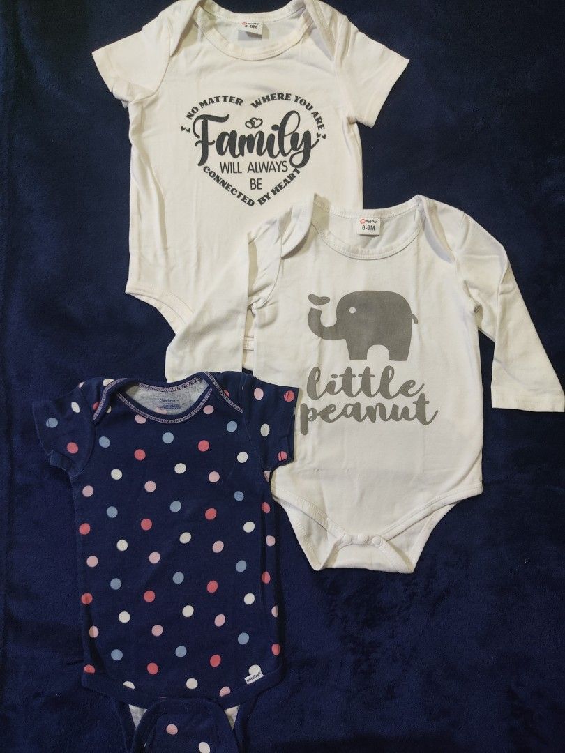 Onesies Take All Only 3-9 Months (Category: Babies & Kids Fashion) located in Manila. Submitted by gentle_gal (Listing ID 1385788937, Image 1). Description: 3-9 Months No to maselan please 💛.