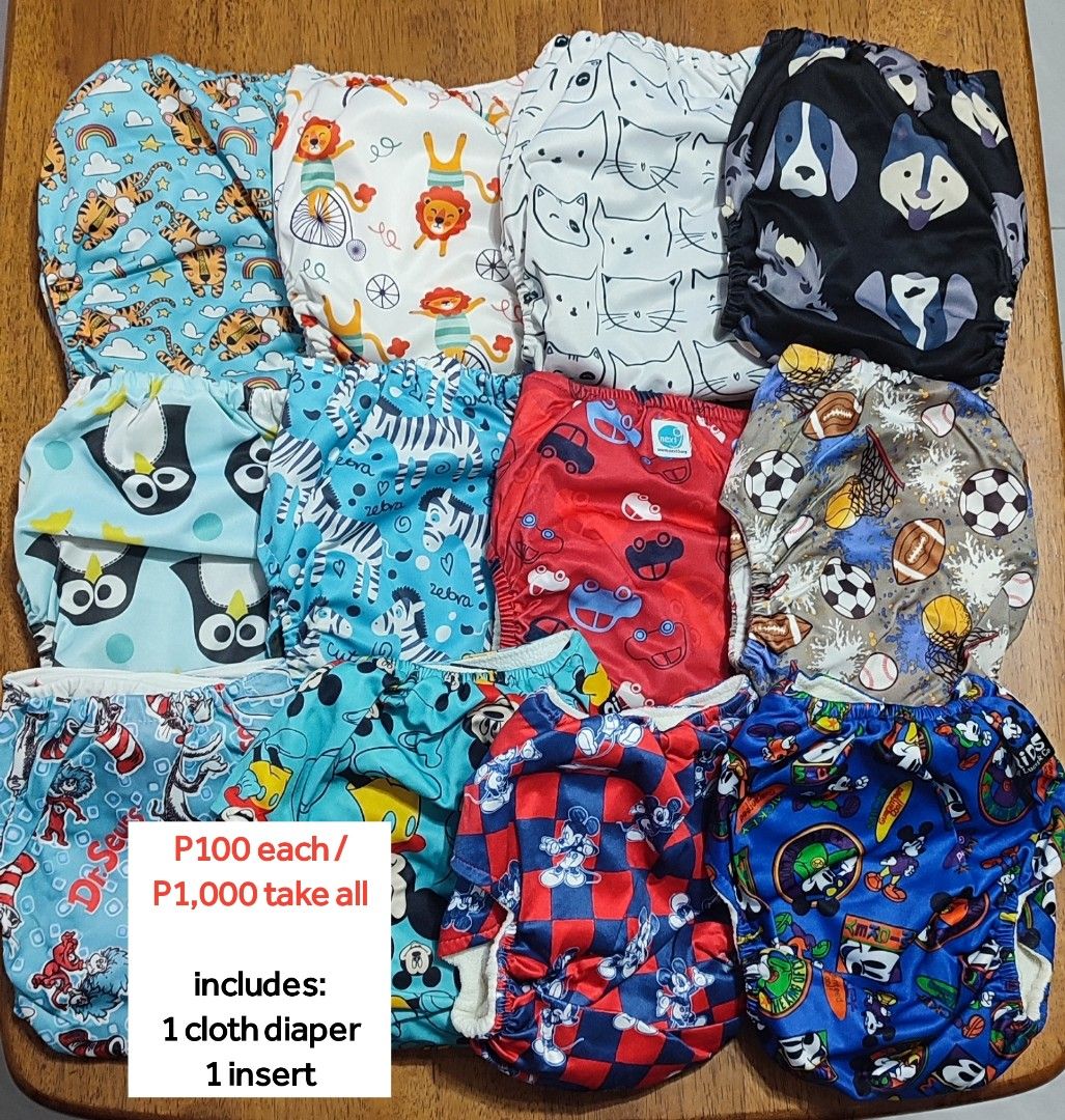 Preloved Cloth Diapers (12 sets) (Category: Diapers & Baby Wipes) located in Cavite. Submitted by robie16lex-77627 (Listing ID 1385692623, Image 1). Description: Preloved Cloth Diapers (per piece/take-all) -P100 each or P900 take all -all cloth diapers include 1 insert each -preloved but still in very good condition (already washed but you may wash them again before use) -good for trying out baby cloth diapers muna (before buying a lot) 📍Celina 