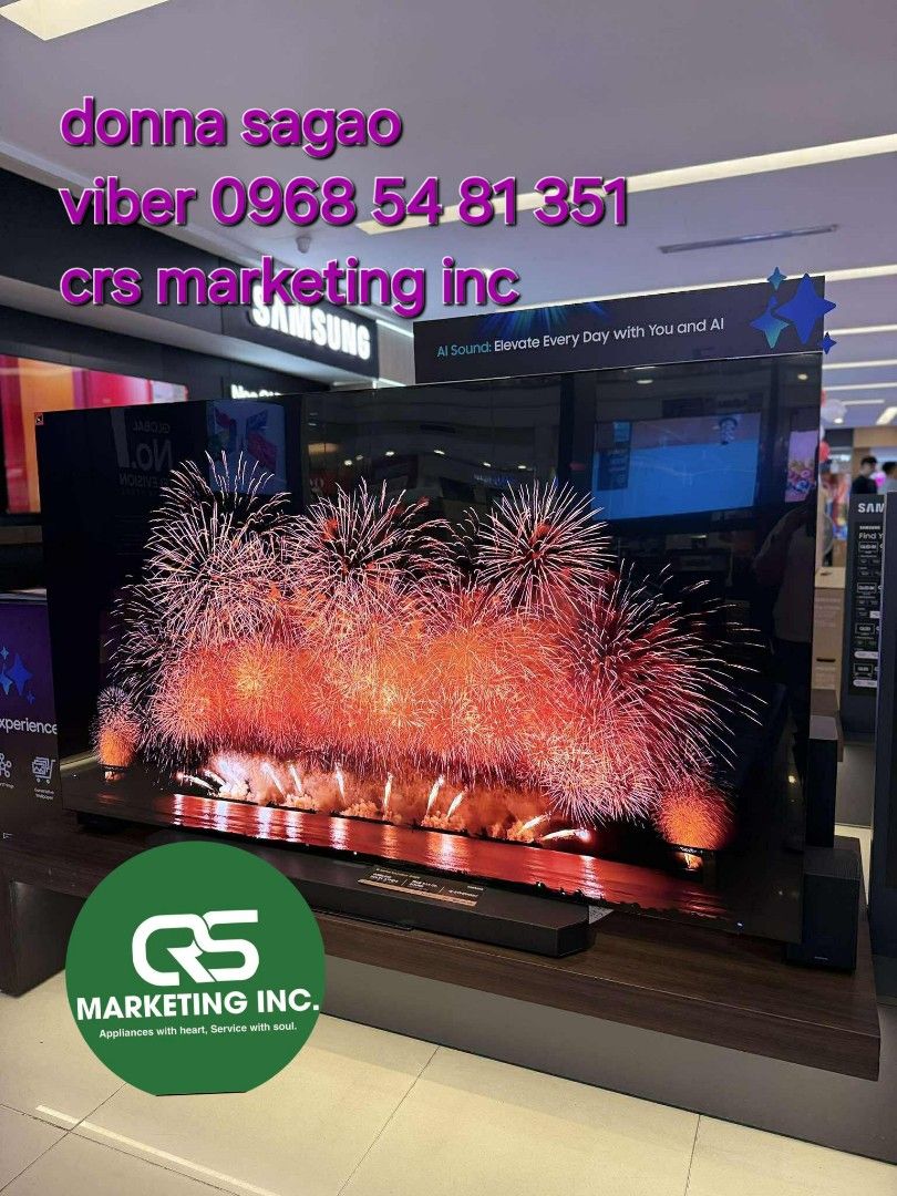 Samsung oled (Category: TV) located in Manila. Submitted by donnasagao03665 (Listing ID 1385701198, Image 3). Description: 💚 SAMSUNG OLED TV 2025 MODEL FREE SOUNDBAR 55S95F 65S95F 77S95F 83S95F 55S85F 65S85F 💚 QA55S95F - 91,500 / T420 QA65S95F - 104,800 / S800D QA77S95F - 147,700 / Q800F QA83S95F - 217,300 / Q930F QA55S85F - 65,300 / T420 QA65S85F - 80,700 / S800D PRICE MAY CHANGE WITHOUT PRIOR NOTICE BRANDNEW AND SEALED 1 YR WARRANTY PARTS AND
