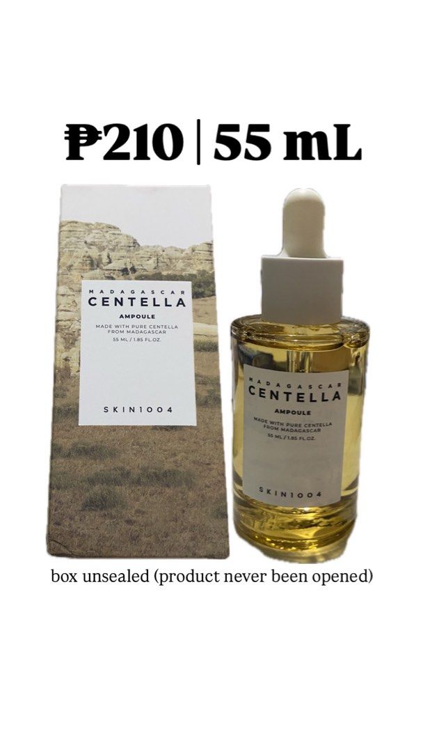 SKIN1004 Centella Fresh Ampoule (55mL) (Category: Face Care) located in Manila. Submitted by me_er (Listing ID 1385776261, Image 1). Description: box is unsealed but product was never used (opened it for unboxing purposes only) can do meetup around ust / cabanatuan city shipout schedule will depend on the time of payment • time of payment: 12:00 AM - 12:00 PM = same day shipout / meet-up • time of payment: 12:01 PM - 11:59 PM = next day ship out 