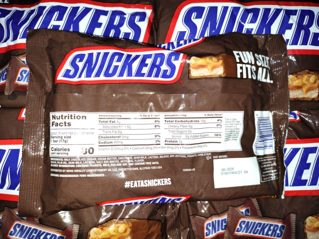 SNICKERS Fun Size (Category: Packaged & Instant Food) located in Taguig. Submitted by sani.choco (Listing ID 1385708738, Image 3). Description: ✨ SNICKERS FunSize Flavor: Classic Net wt: 300.2g 📌 Open for Reseller with a Huge DISCOUNT!!! Contact us at: 0968 862 0511 / 0976 381 5549 📍Shipping fee will be shouldered by a buyer.✨.
