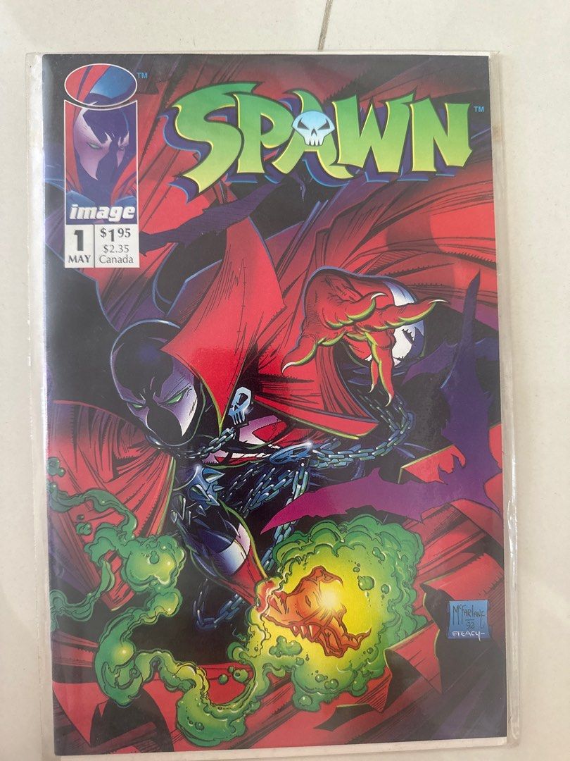 Spawn #1 Comic Book (Category: Comics & Manga) located in Singapore. Submitted by pasta2310 (Listing ID 1385694337, Image 1). Description: - Spawn #1 comic book - Features Spawn character - Mint condition - Protected in a plastic sleeve - Great for collectors and fans.