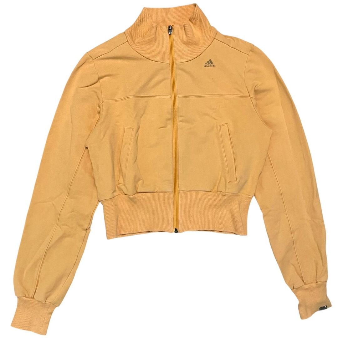 Adidas Soft Zip Up Balloon Sleeves Crop Jacket Longsleeve Top Mock high  neck zipper jaket luaran outwear Orange olga olahraga cool keren running