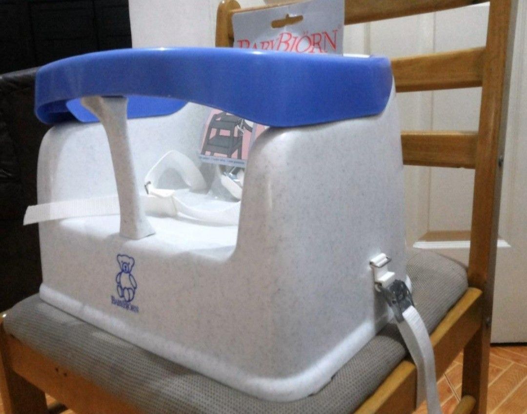 BabyBjorn Safety Booster Dining Seat (Category: Baby High Chairs) located in Quezon City. Submitted by kirstenbella (Listing ID 1390069684, Image 1). Description: Baby Bjorn Safety chair and Booster Seat >imported from UK >brand new condition never used >Soft design for comfort and easy cleaning >BabyBjorn Safety Seat converts into BabyBjorn Booster Seat by removing the safety bar >Rubber feet keep the seat in place on the chair >Elevated to keep