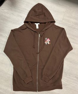 Brand new 全新｜Brown Cute Graphic Zip Up Hoodie Jacket 啡色圖案拉鍊連帽衛衣長袖外套64228595738627110