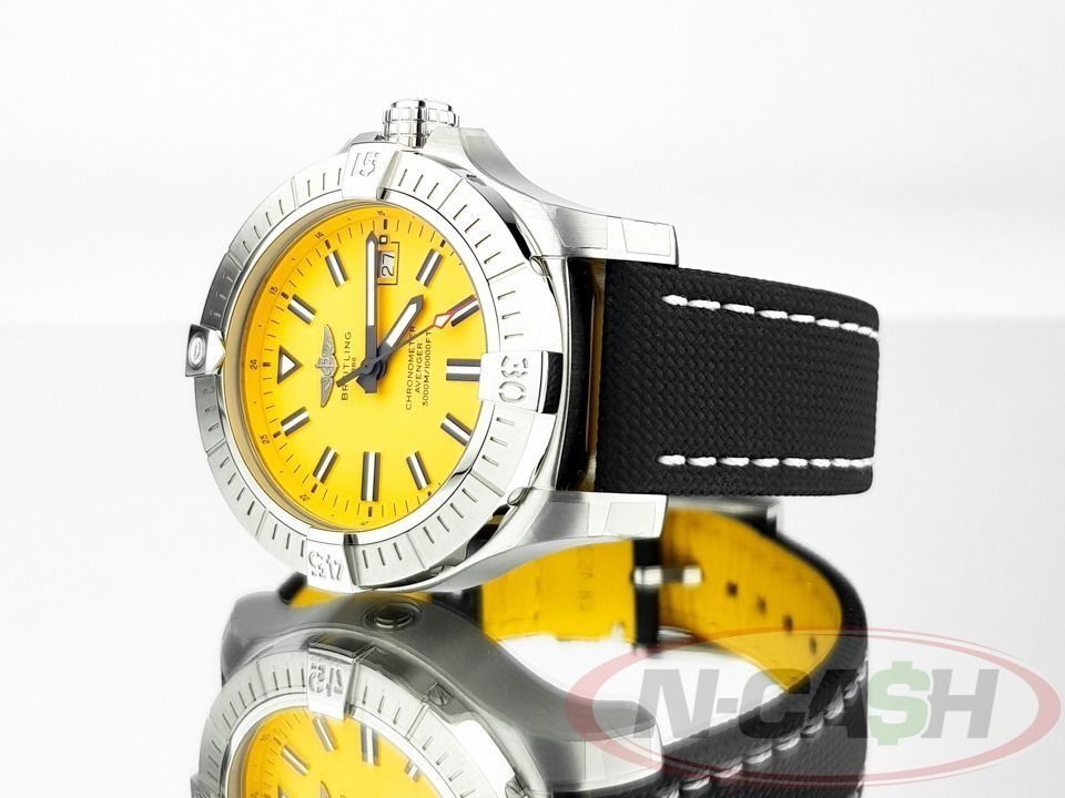 Breitling Avenger Seawolf Yellow Dial (Category: Luxury Watches) located in Quezon City. Submitted by luxury_by_n-cash (Listing ID 1390191787, Image 3). Description: N-Cash Pawnshop "Instant Cash for Bags, Watches, Cars, and Electronics" https://www.ncash-pawnshop-philippines.com/ Breitling Avenger Seawolf Yellow Dial Ref. No. A17319 (A17319101I1X1) 45mm steel case Limited yellow dial Retail price of Php 254,000 Brand new old stock Factory sticke
