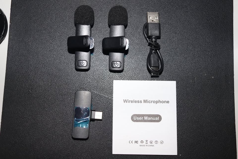 Dual Wireless Lavalier Microphone (Type-C) (Category: Microphones) located in Quezon City. Submitted by techfindsph (Listing ID 1390177316, Image 3). Description: Features/Specs: - Plug and Play, no apps needed - 20m wireless range - Dual mics work at the same time - For Android & iPhone (Type-C) - Ideal for vlogging or presentations - Battery life: 2-3 hours Inclusions: - 2× Lavalier Mics - 1× Type-C Receiver - 1× Type-C Cable - Manual / Quick S