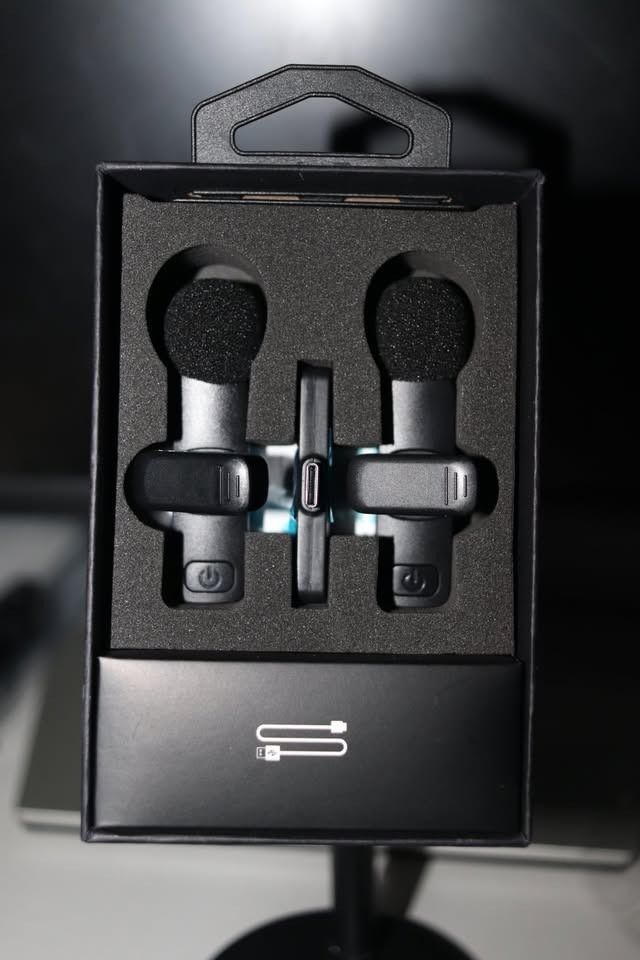 Dual Wireless Lavalier Microphone (Type-C) (Category: Microphones) located in Quezon City. Submitted by techfindsph (Listing ID 1390177316, Image 1). Description: Features/Specs: - Plug and Play, no apps needed - 20m wireless range - Dual mics work at the same time - For Android & iPhone (Type-C) - Ideal for vlogging or presentations - Battery life: 2-3 hours Inclusions: - 2× Lavalier Mics - 1× Type-C Receiver - 1× Type-C Cable - Manual / Quick S
