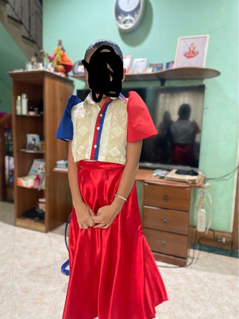 Filipiniana top (Category: Babies & Kids Fashion) located in Manila. Submitted by stufforyou2008 (Listing ID 1390080315, Image 1). Description: Cropped top blouse only Skirt not for sale Used 2 x Good as new Best fits - 6-9 yo .