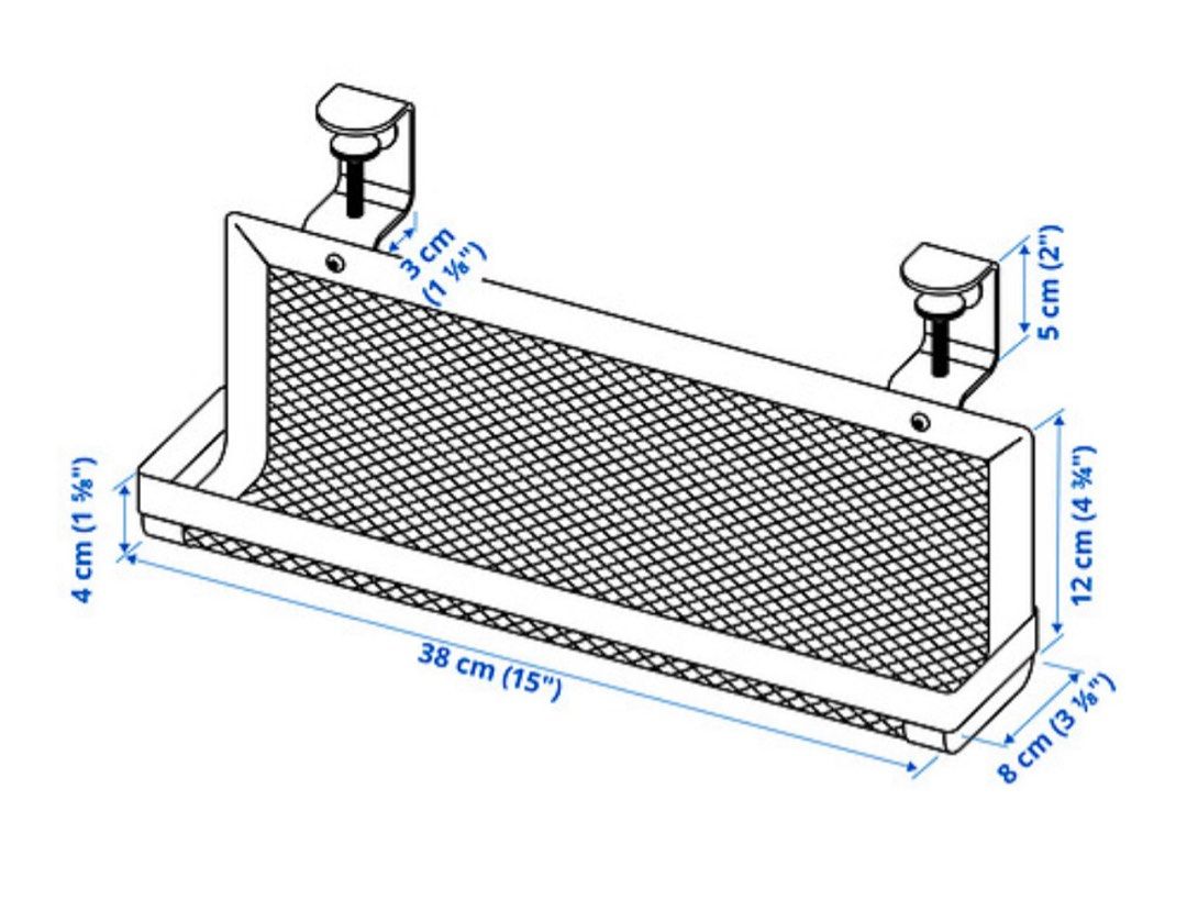 Ikea Forsasong - Cable Management Tray (Category: Storage Boxes & Baskets) located in Antipolo. Submitted by reformity (Listing ID 1390225785, Image 3). Description: RFS - doesnt fit my table Collects your electric and computer cables under the desk, making it easier to keep your workspace clean and tidy. Simple to clamp onto your desk or any other horizontal surface with a thickness of 5/8 - 1 5/8”. You can easily keep your cables neatly gathere