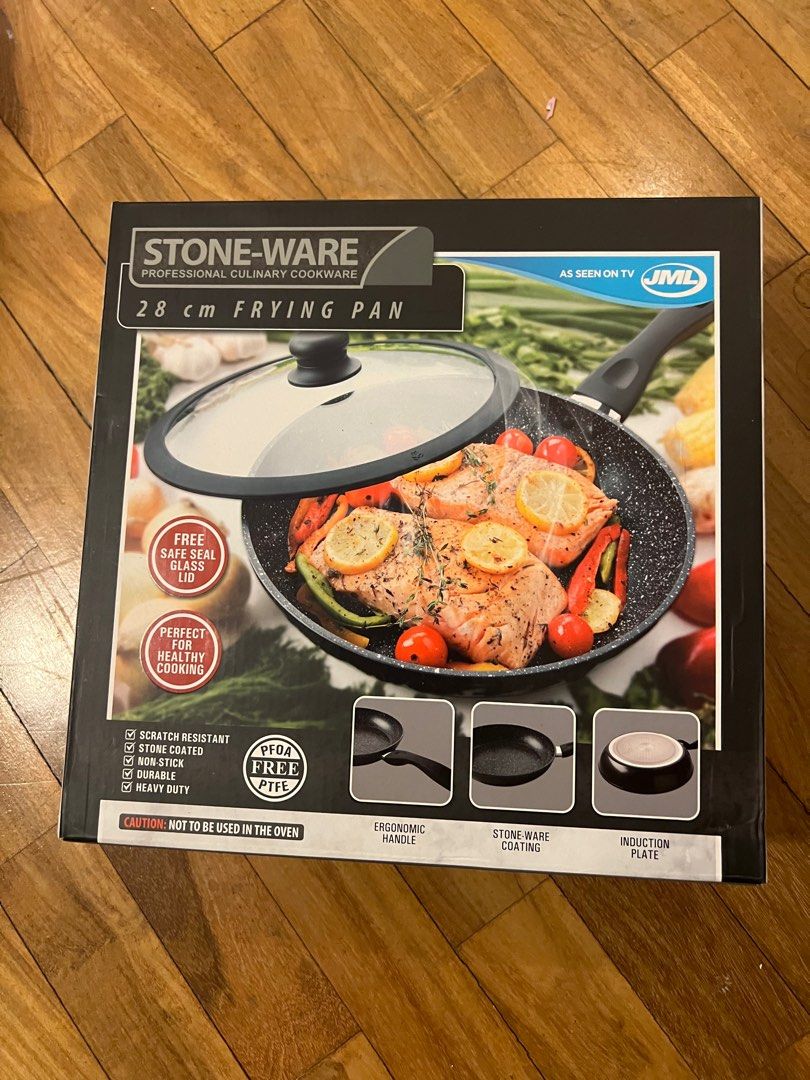 JML Stoneware 28cm frying pan w cover (Category: Cookware & Accessories) located in San Juan City. Submitted by miggidig (Listing ID 1390161200, Image 1). Description: Received this as an exchange gift. Never been used. .