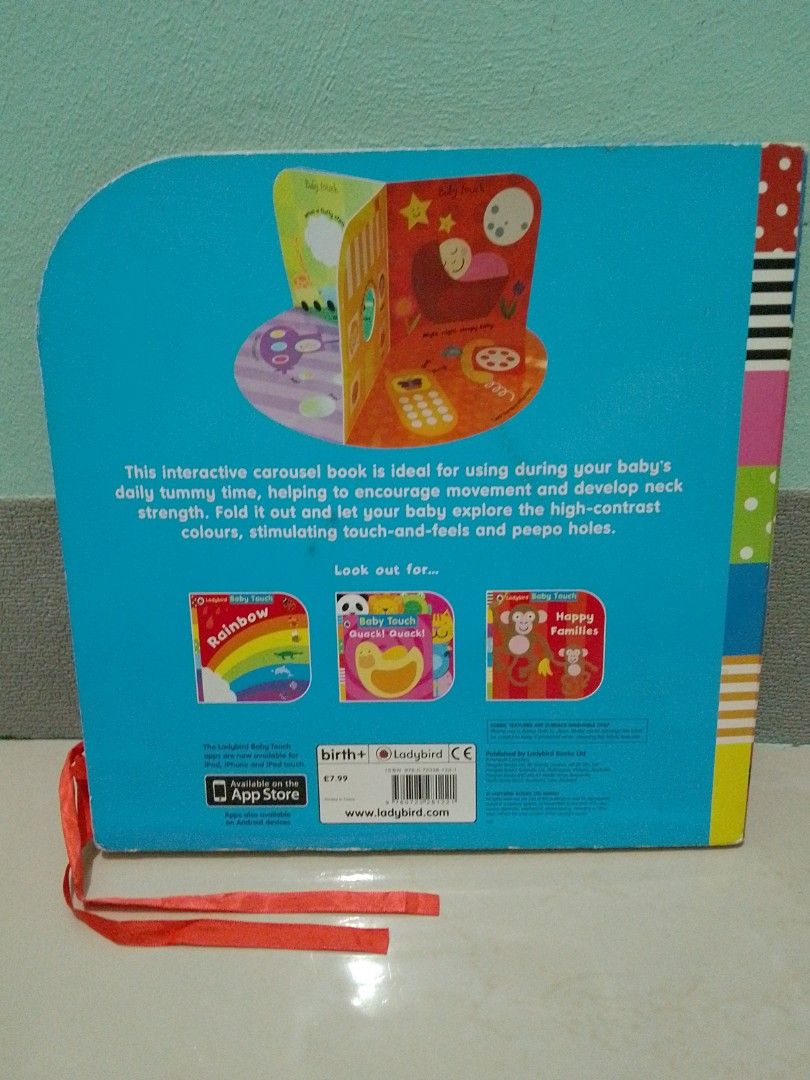 Ladybird Baby Touch Tummy Time interactive carousel book (Category: Infant Playtime) located in Ligao. Submitted by zeeyans_nook (Listing ID 1390067357, Image 2). Description: with tape on one fold but still intact perfect for tummy time with touch and feel and peep through pages with corner bumps and creases kindly manage your expectations as these are all preloved payment first before shipping buyer will shoulder alsf mop: gcash mod: j&t.