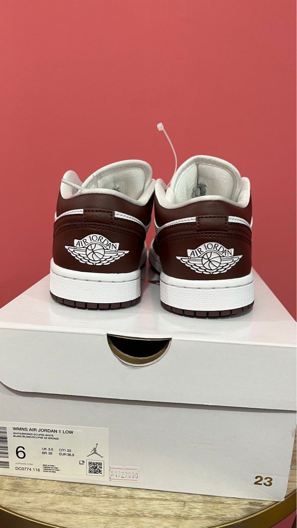 Nike WMNS Air Jordan Low Burgundy White, Fesyen Wanita, Sepatu