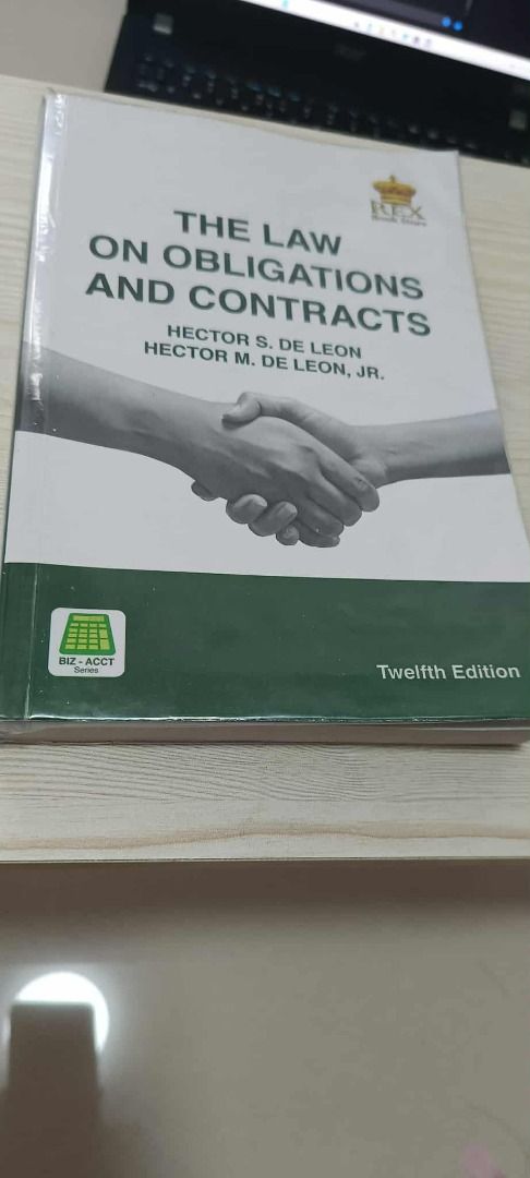 Obligations and Contracts (12th ed. 2021) (Category: Textbooks) located in Bulacan. Submitted by zel.zel4 (Listing ID 1390129321, Image 1). Description: LAW BOOK FOR SALE: The Law on Obligations and Contracts Hector S. De Leon and Hector M. De Leon, Jr. 12th Edition 2021 -This textbook by De Leon is easy to understand -Bought from JBC Bookshop (I have proof of purchase) -Original Textbook and different and better quality than other cheap posted o
