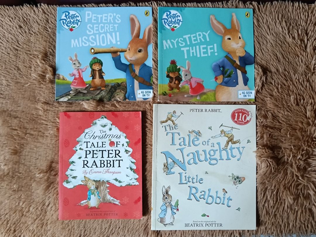 Peter Rabbit books (paperback) (Category: Children's Books) located in Las Pinas. Submitted by prelovedreads1 (Listing ID 1390141597, Image 1). Description: Peter Rabbit books (paperback) 1. Peter's Secret Mission - P100 2. Mystery Thief - P100 3. Christmas Tale of Peter Rabbit - P180 4. The Tale of a Naughty Little Rabbit -P150 MOP: GCASH (Shipping not included) MOD: Pickup by Lalamove, delivery via GogoExpress or J&T (2 to 4 days) Note: If Lala