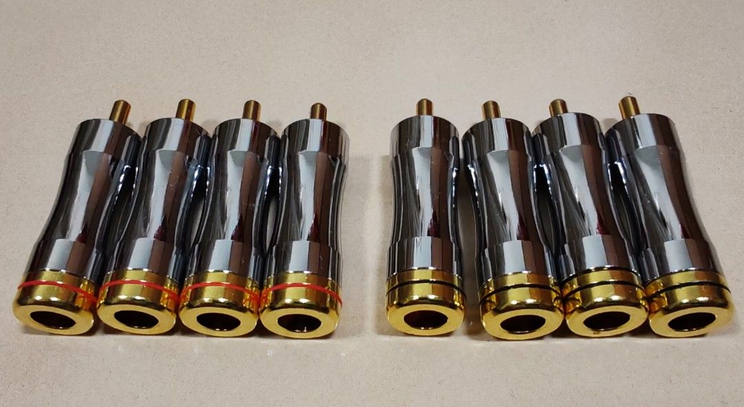 RCA plug (Category: Portable Audio Accessories) located in Singapore. Submitted by 28KV82 (Listing ID 277231739, Image 3). Description: Sell soldering RCA plug, 8pcs Standard size for CD player and Amplifier.