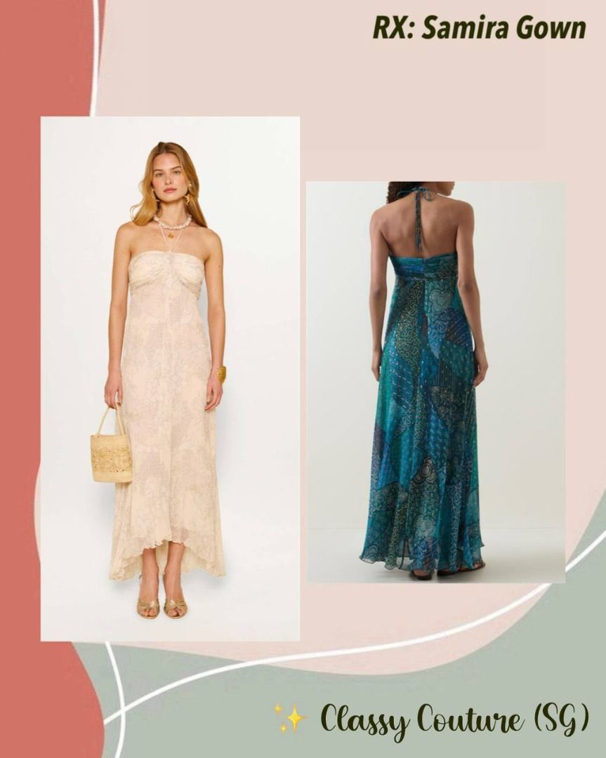 Rixo Samira Halter Viscose Gown Maxi Dress, Women's Fashion, Dresses &  Sets, Dresses on Carousell
