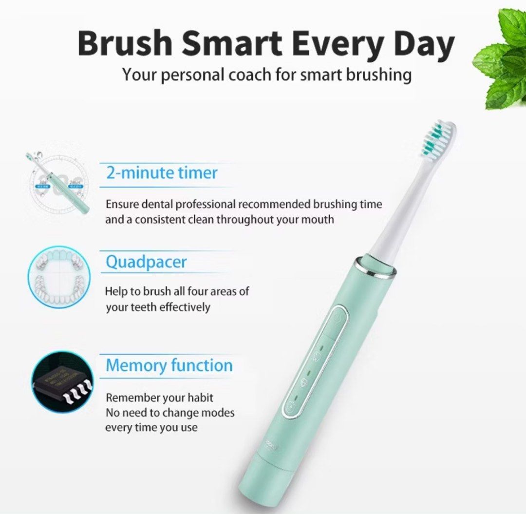 Simplus eletronic toothbrush (Category: Oral Care) located in Singapore. Submitted by russell_123 (Listing ID 1390037810, Image 3). Description: Product Features - 3D Dupont Toothbrush Head, Caring for Gums Magnetic Levitation Acoustic Motor for Powerful Cleaning - 5-Speed Teeth Cleaning Mode - 2-Minute Intelligent Timing - IPX7 Waterproof Body Product Specifications • Model: B0001DDYS002 • Accessories: 3 toothbrushes & 1 silicon facial brush • U