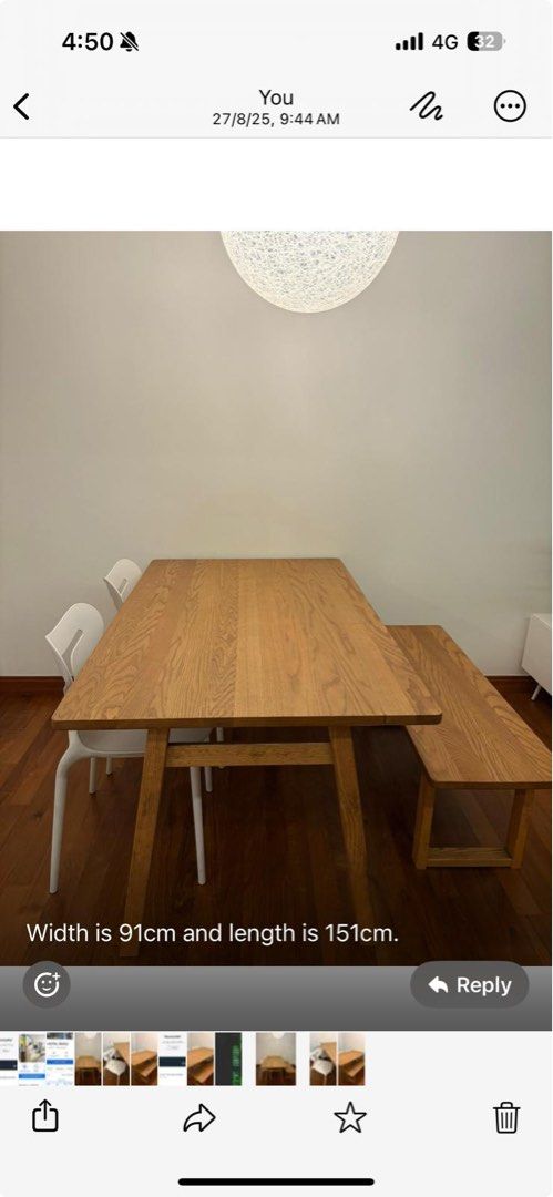 Solid Wood Dining Table Set with Bench, Furniture & Home Living