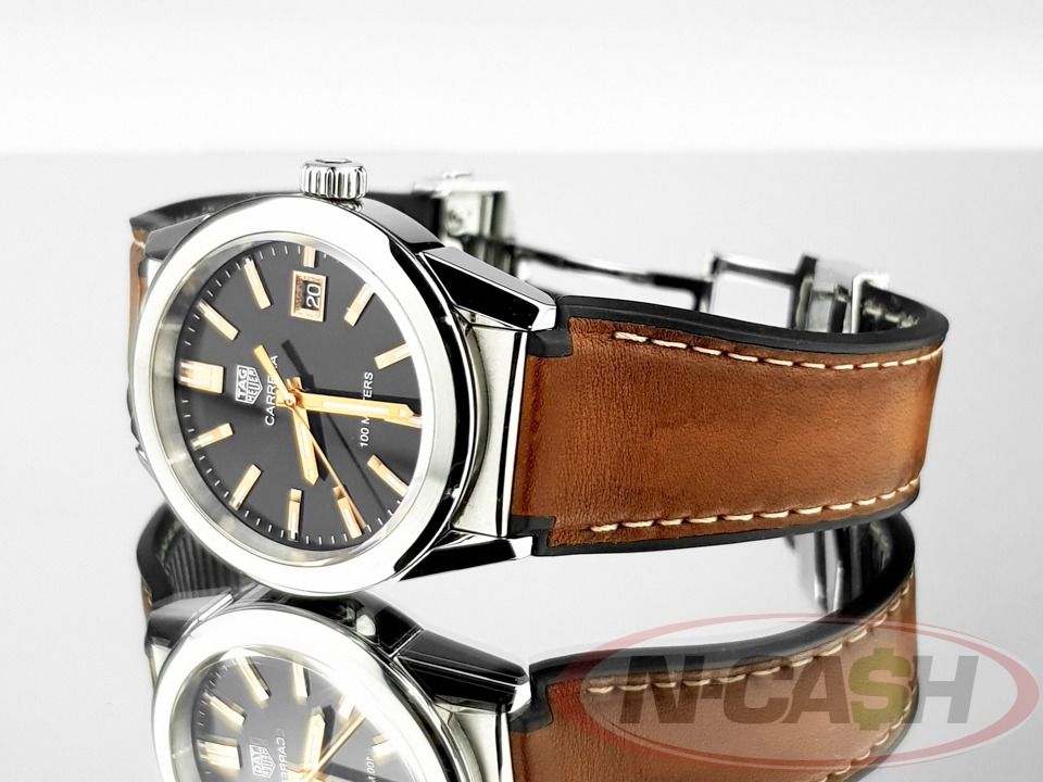 Tag Heuer Carrera Lady Quartz 36 (Category: Luxury Watches) located in Quezon City. Submitted by luxury_by_n-cash (Listing ID 1390197986, Image 3). Description: N-Cash Pawnshop "Instant Cash for Bags, Watches, Cars, and Electronics" https://www.ncash-pawnshop-philippines.com/ Tag Heuer Carrera Lady Quartz 36 Ref. WBG1311.FT6116 Tag Heuer brown leather strap Quartz movement Last known retail price: PHP 140,000 9.5 out of 10 PHP 48800 Watch comes w