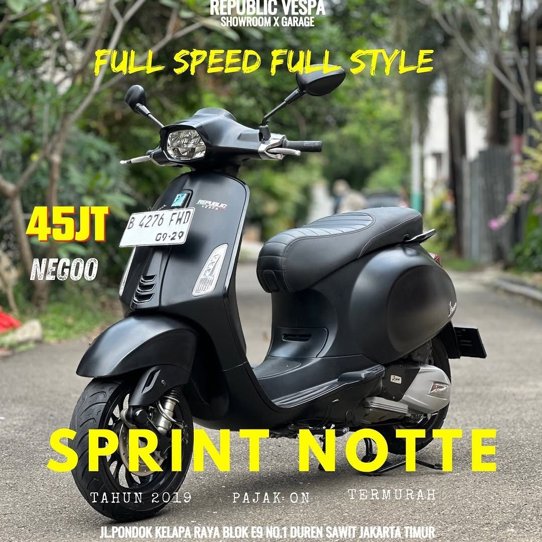 Vespa SPRINT NOTTE 150 IGET ABS LED TAHUN 2019, Motor di Carousell