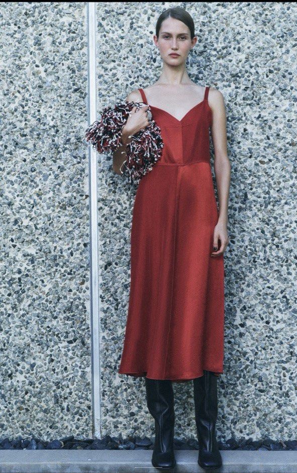 zara red satin slip dress ZARA NWT WOMAN SS24 SATIN MIDI SLIP DRESS RED SMALL