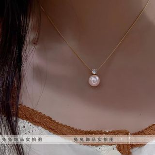 粉色珍珠吊墜項鍊64221140441217110