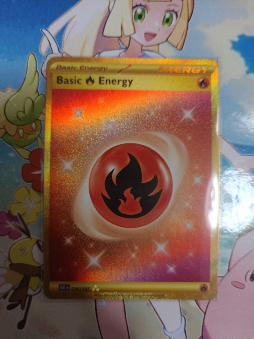 可交換、議價或現金）英文PTCG寶可夢基本能量火屬性金卡UR, 興趣及遊戲, 玩具& 遊戲類- Carousell
