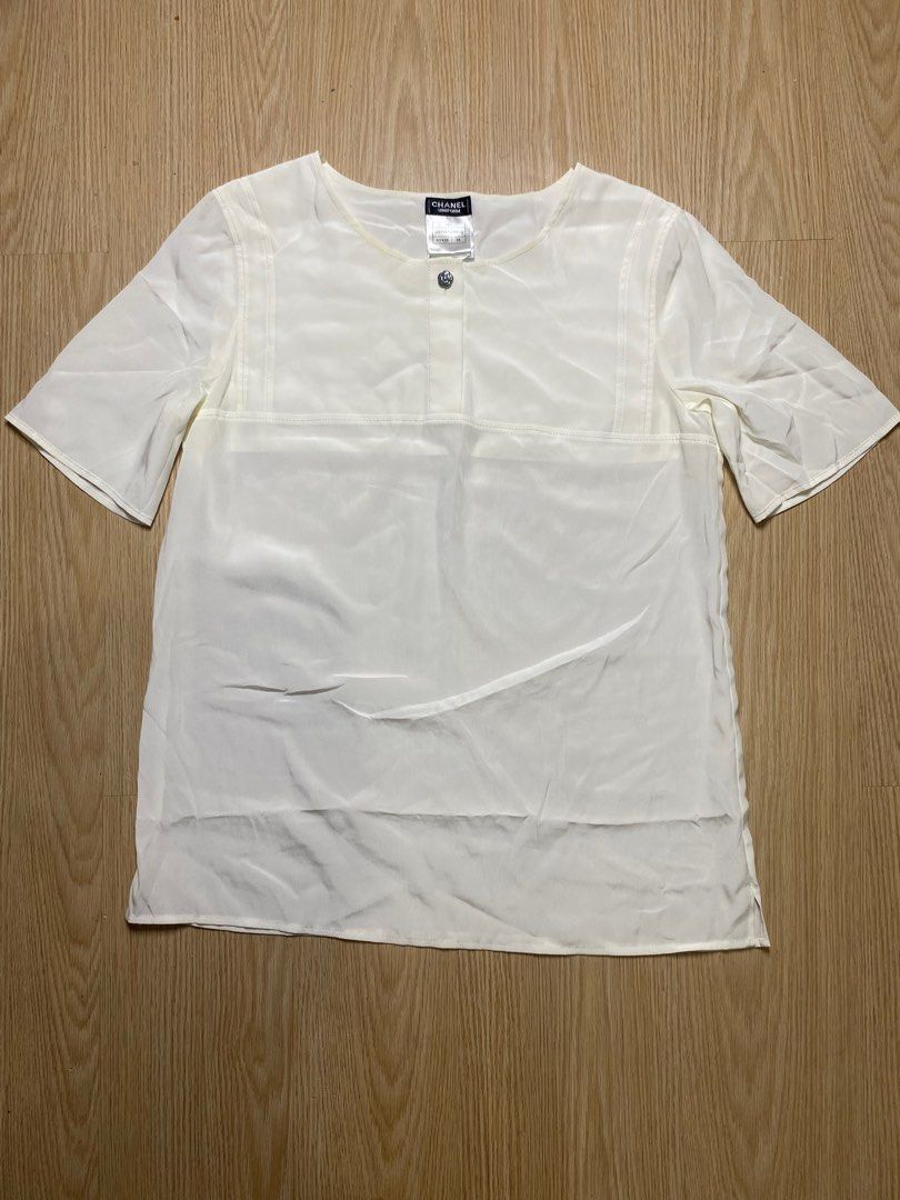Chanel Uniform sleeved blouse (Category: Luxury Apparel) located in Olongapo. Submitted by copnsold (Listing ID 1391857560, Image 1). Description: Chanel 25”Length 18”Width .