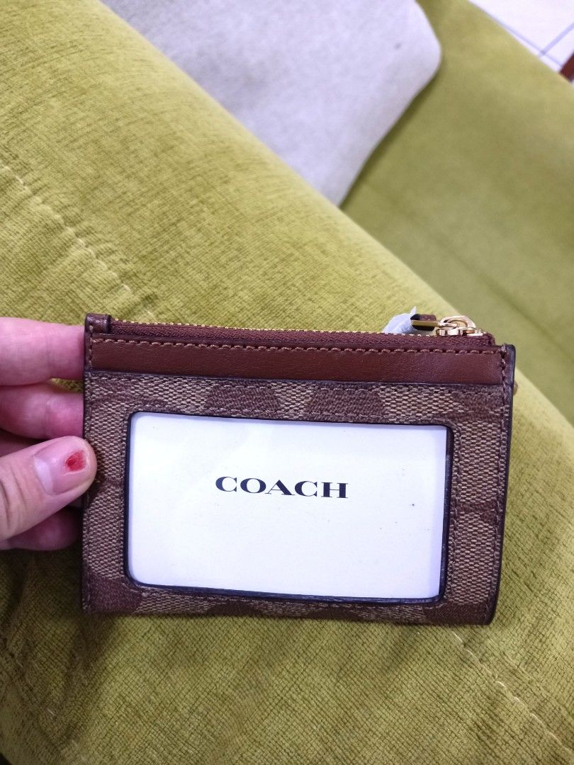 COACH SIGNATURE PVC MINI SKINNY ID CASE IN KHAKI/SADDLE, Luxury, Bags ...