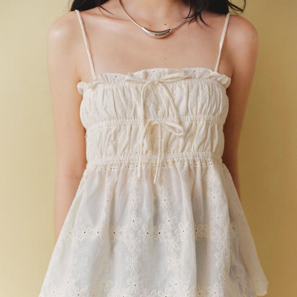 Dottie Eyelet Smocked Top (Category: Blouses) located in Makati City. Submitted by goldendragonthrift (Listing ID 1391901714, Image 3). Description: Prettiest dottie eyelet smocked top M on tag but best fit XS-M.