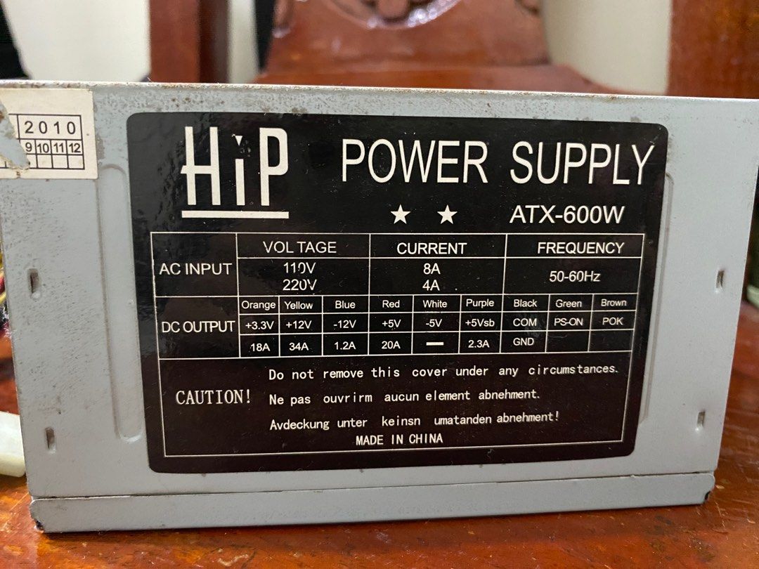 HiP ATX-600W PSU (Read description) (Category: Computer Parts) located in Agdangan. Submitted by mattroosevelt19951018 (Listing ID 1391834392, Image 1). Description: This psu is a pullout from a working pc but it still works. NOTE: - It is very loud Sell as semi-working.