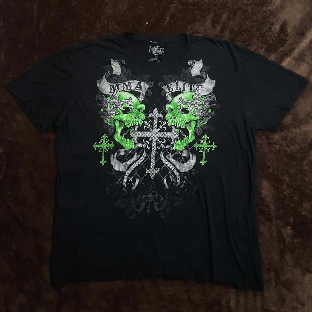 MMA Elite Green Skull (Category: Tshirts & Polo Shirts ) located in Manila. Submitted by sixbullets (Listing ID 1391881816, Image 1). Description: Width: 24" Length: 27" Issue(s): Minor crackprint PICTURE FROM PREVIOUS OWNER.
