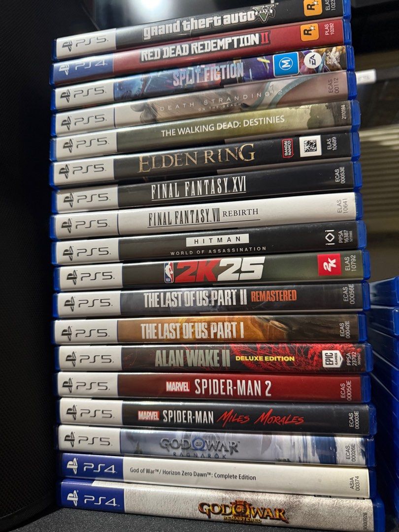 PS5|PS4 GAMES (Category: PlayStation) located in Manila. Submitted by carlo_pineda (Listing ID 1391927410, Image 1). Description: FOR SALE ONLY ASPACK *NOT RUSH* 30,000 (slightly negotiable for sure buyer) gta 5 ps5 rdr2 ps4 split fiction ps5 death stranding 2 ps5 unused codes elden ring shadow of erdtree ps5 final fantasy 16 ps5 final fantasy 7 rebirth ps5 hitman world of assassination ps5 unused code nba 2k25 ps5 tlou 2 ps5 tlou 1 ps5 alan wake