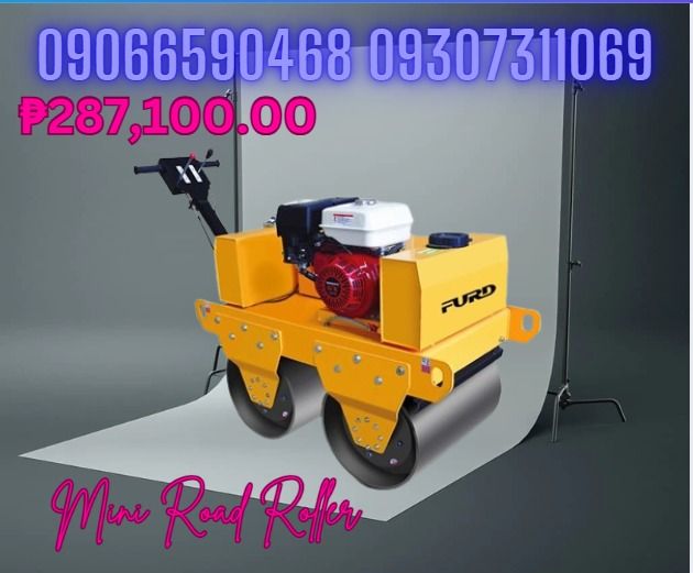 Road Roller DWR-D600 mini pison 550kg (Category: Construction Tools & Equipment) located in Caloocan City. Submitted by topherchri03260 (Listing ID 1391756269, Image 1). Description: Walk speed:0-4km/h Climbing capacity:30% Drive type:Hydraulic Station Vibration Control: Automatic Clutch Static linear load:53N/cm Vibration frequency:70HZ Exciting force:20KN Water tank:20L Hydraulic oil tank:21L Engine type:Honda gasoline GX270 Power:9HP Starting 