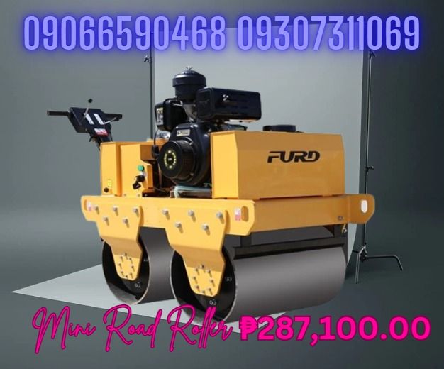 Road Roller DWR-D600 mini pison 550kg (Category: Construction Tools & Equipment) located in Caloocan City. Submitted by topherchri03260 (Listing ID 1391756681, Image 1). Description: Walk speed:0-4km/h Climbing capacity:30% Drive type:Hydraulic Station Vibration Control: Automatic Clutch Static linear load:53N/cm Vibration frequency:70HZ Exciting force:20KN Water tank:20L Hydraulic oil tank:21L Engine type:Honda gasoline GX270 Power:9HP Starting 