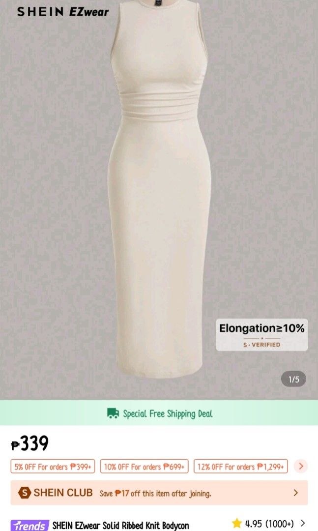 Shein bodycon (Category: Dresses) located in Marikina City. Submitted by cbajlog (Listing ID 1391891890, Image 1). Description: Used once.