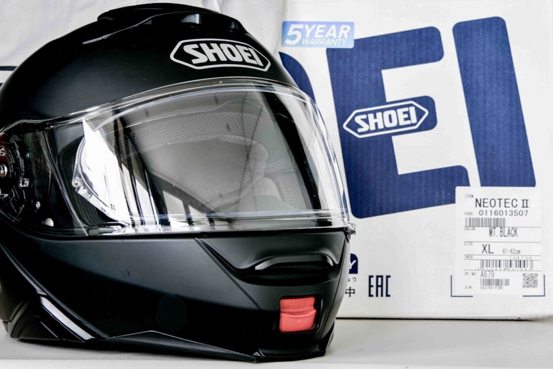 Shoei NEOTEC 2 XL Modular Helmet (Category: Helmets and other Riding Gears) located in Pasig City. Submitted by seismic (Listing ID 1391823766, Image 1). Description: SHOEI Neotec2 Size XL Matte Black. 120 Pinlock installed. Updated Model (not D-Ring). Seldom used, Serviced and Sanitized, Complete Inclusions. Comes with Box, Manual, Helmet Tool and Helmet Bag..