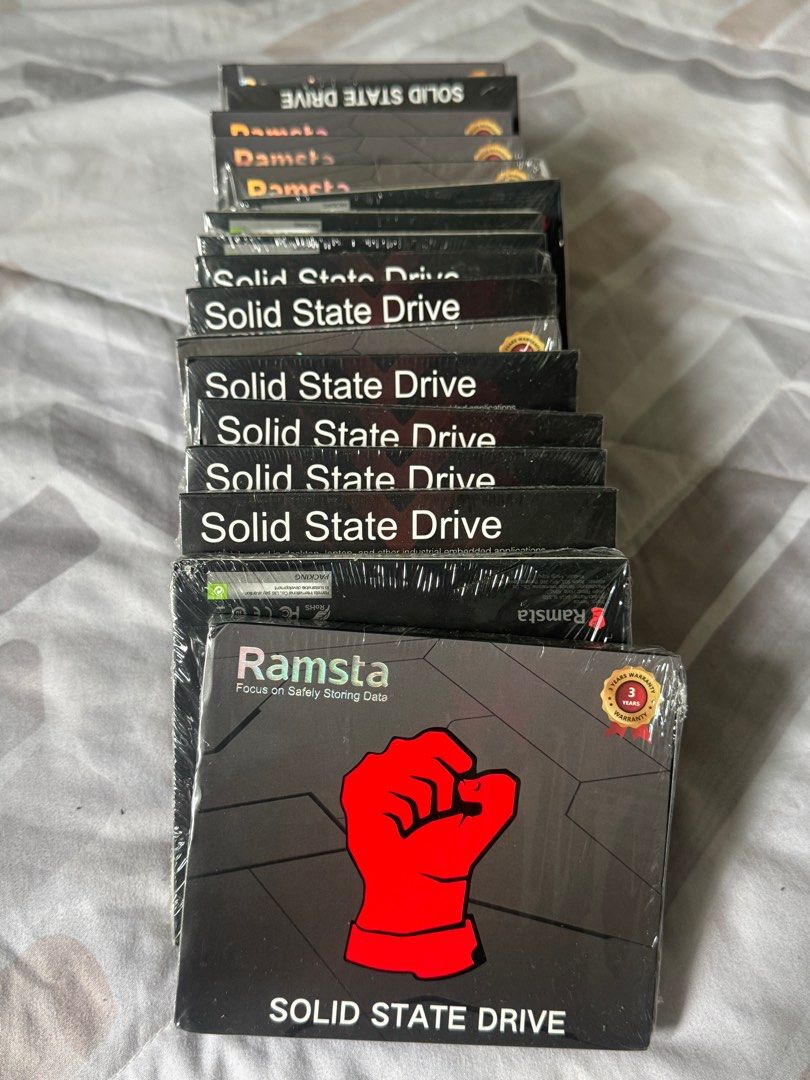 Solid State Drive (Category: Hard Disks & Thumbdrives) located in Mandaluyong City. Submitted by jienellecatubay (Listing ID 1391762567, Image 1). Description: 18 pcs Solid State Drive 256 GB ALL BRAND NEW AND SEALED.