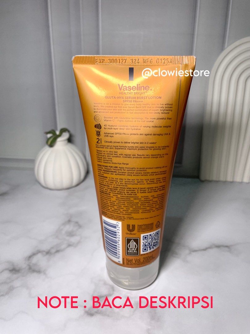 HARGA SALE!! Vaseline Gluta Hya Serum Burst Lotion SPF 50 PA+++ 200 ml