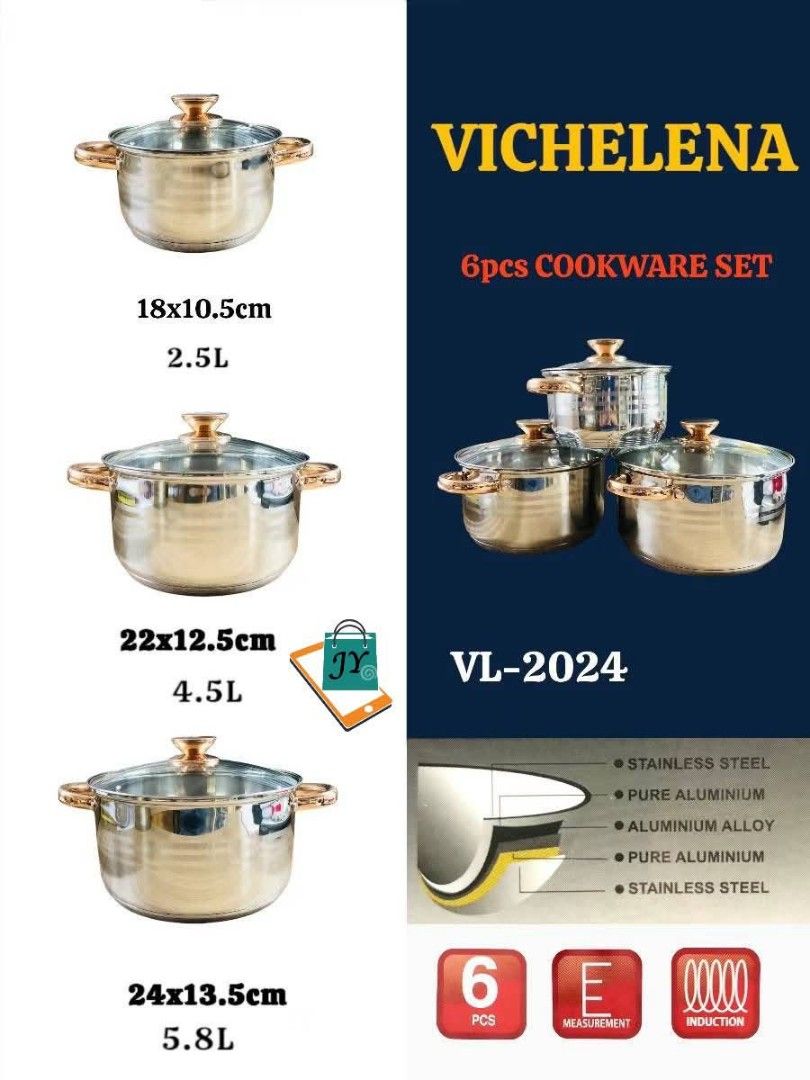 VICHELENA 6pcs cookware set (Category: Cookers) located in Manila. Submitted by jelai.cybyb (Listing ID 1391854263, Image 1). Description: .