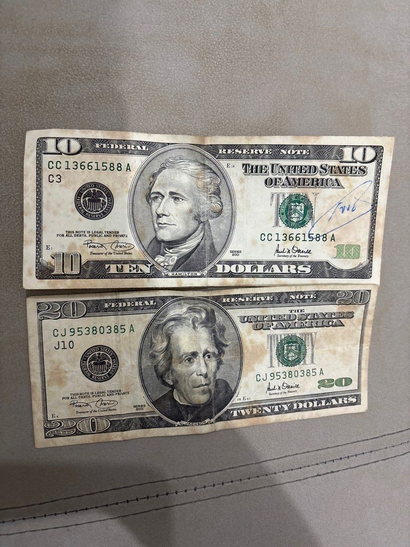 舊版美國紙幣10 美元及20 美元, 興趣及遊戲, 收藏品及紀念品, 錢幣- Carousell