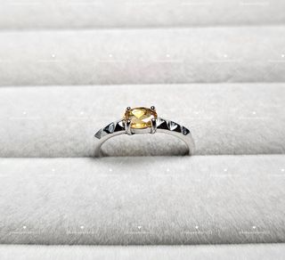 New S925 Pure Silver Natural Crystal Inlaid Citrine Ring 💍 Multiple Styles Adjustable Open Ring Natural Crystal Citrine S925 Silver Ring64232872852609110