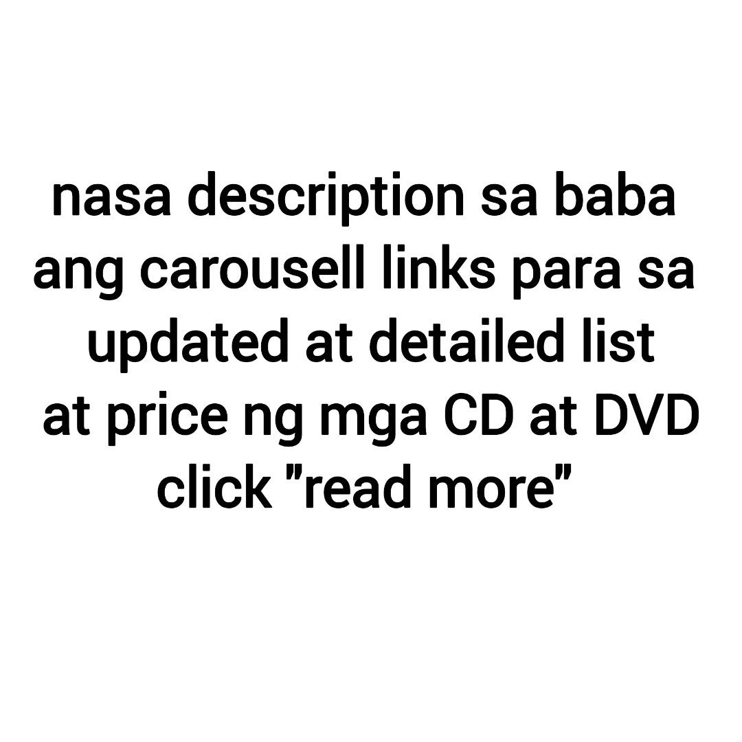 CD DVD Local OPM, Foreign, live concert, documentary (Category: CDs & DVDs) located in Paranaque City. Submitted by japs202 (Listing ID 1391989594, Image 2). Description: Click the carousell links below para sa detailed and updated list, or just check my account's listings page. * For local/OPM CDs: https://carousell.app.link/TijuzoIsGTb * For foreign artist CDs: https://carousell.app.link/JfUwwoMAeMb ---for similar music na wala sa foreign list,