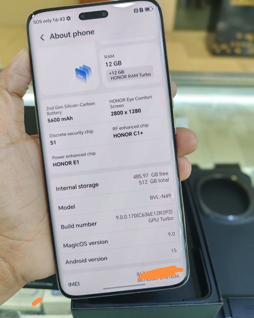 Honor magic 6pro 512 (Category: Android Others) located in Quezon City. Submitted by ronalynac40976 (Listing ID 1392048102, Image 3). Description: Honor Magic 6pro Complete package good condition 12+12ram 512rom Pick up store in greenhills We ship nationwide via lbc We accept swap/trade in Dm or call for fast transaction 09279500069/09425544556 Located @ Aquarium area stall no. Y-40 look for rona.
