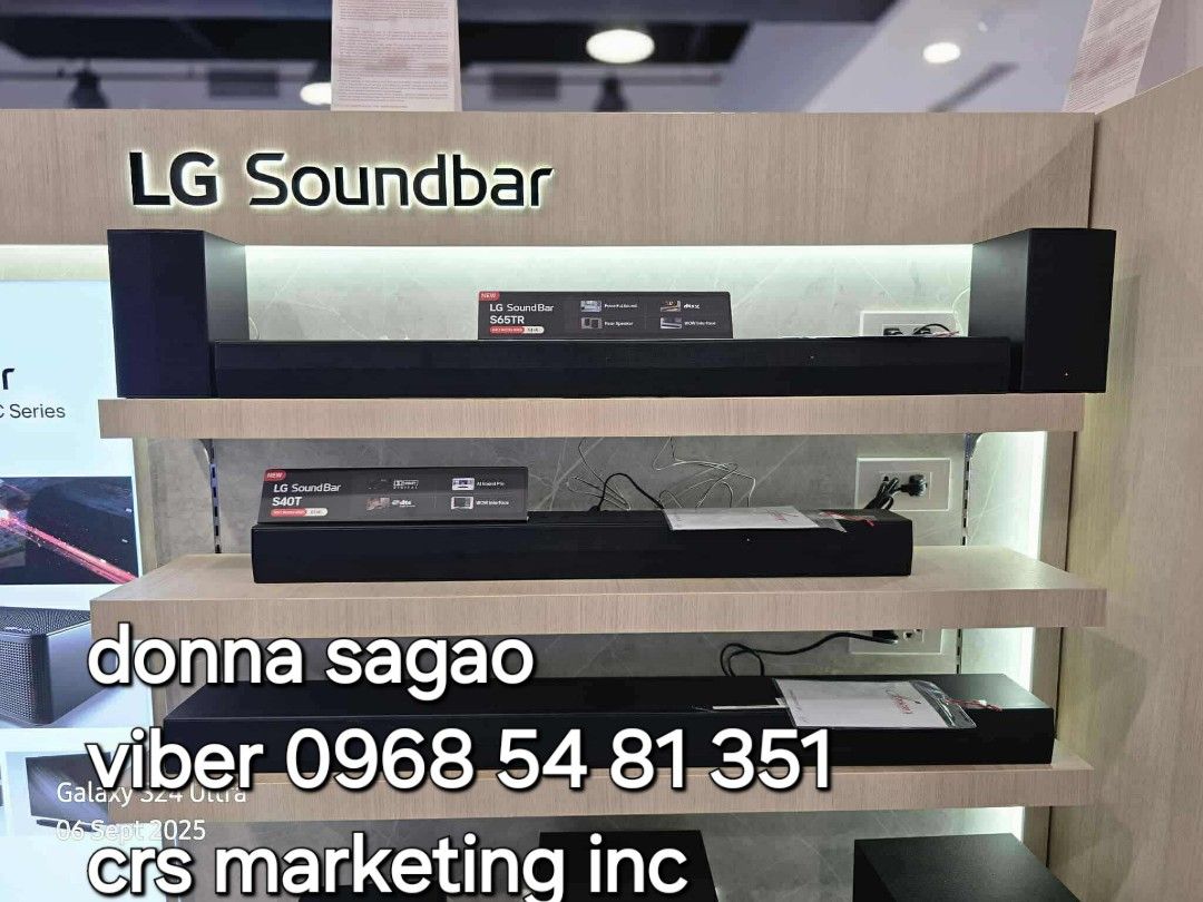 Lg soundbar (Category: Soundbars, Speakers & Amplifiers) located in Manila. Submitted by donnasagao03665 (Listing ID 1392073997, Image 2). Description: 💙 LG SOUNDBAR SPEAKER SQC2 SQC1 S40T S65TR S70TY SC9S 💙 📍 SOUNDBAR SQC1 160W - 6,500 SQC2 300W - 7,000 S40T 300W - 8,300 S65TR 5.1Ch 440W - 13,000 S70TY Atmos 3.1.1Ch 400W - 14,700 SC9S Atmos 3.1.3Ch 400W - 25,200 PRICE MAY CHANGE WITHOUT PRIOR NOTICE BRANDNEW AND SEALED 1 YR WARRANTY PARTS AND